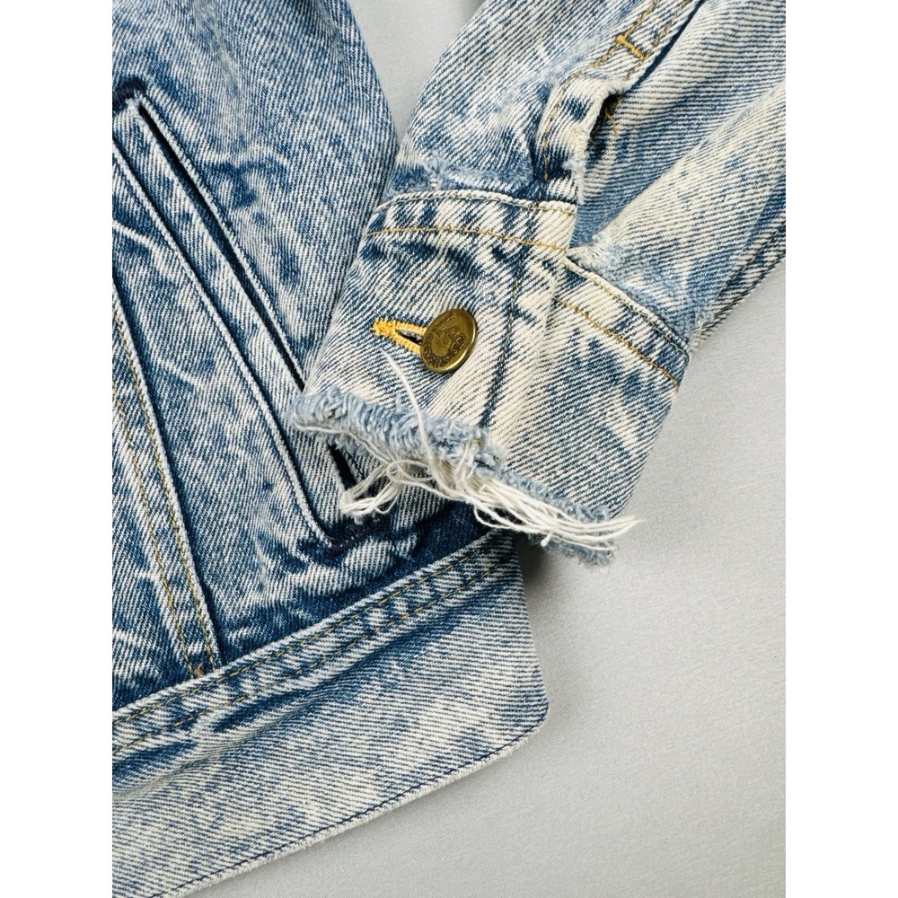 Vintage 80s Lee Riders 153438 USA Denim Trucker Jacket Medium Faded Distressed - Picture 5 of 14